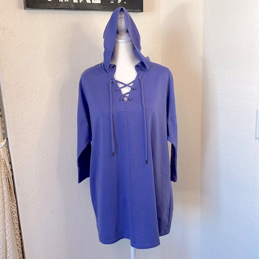 Lane Bryant Lightweight Tunic Purple Pullover Hoodie ~ Size 14 / 16